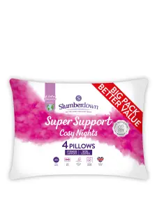 Slumberdown Cosy Nights Super Support Pillows 4 Pack Firm Support Side Sleeper Pillows for Neck and Shoulder Pain Relief 48x74cm