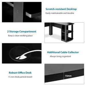 Corner Desk for Home Office L-Shaped Desk Gaming Desk Large Computer Desk Study Gaming Table Workstation, Easy to Assemble (Black)