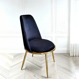 4x Riviera Black Luxury Velvet Dining Chairs With Gold Legs