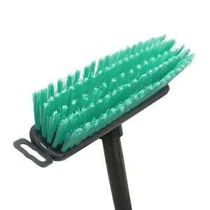 JVL Lightweight Outdoor Hard Bristle Sweeping Brush Broom, Turquoise/Grey