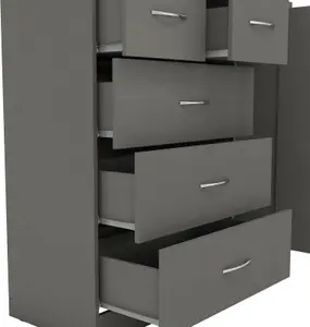 Nevada 1 Door 5 Drawer Low Wardrobe Grey Effect