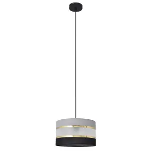 Luminosa Helen Cylindrical Pendant Ceiling Light Black, Gold, Grey 25cm