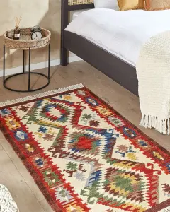 Wool Kilim Area Rug 80 x 150 cm Multicolour AREVIK