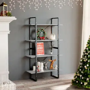 Berkfield 4-Tier Book Cabinet Concrete Grey 80x30x140 cm Engineered Wood