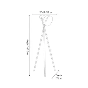 Boho White Metal and Natural Wood Tripod Floor Film Light