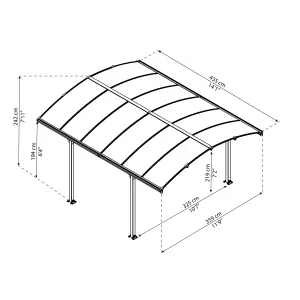 Palram - Canopia Tucson Grey Rectangular Gazebo, (W)4.3m (D)3.59m - Assembly required