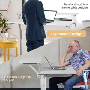 Costway 2-Tier Standing Computer Desk Sit To Stand Workstation Ergonomic Computer Table White