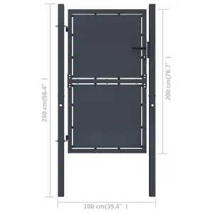 Berkfield Garden Gate Steel 100x200 cm Anthracite