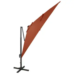 Berkfield Cantilever Umbrella with Pole and LED Lights Terracotta 300 cm