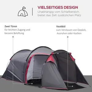 3 Person Tent Grey/Brown/Blue