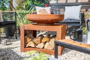 La Hacienda Kuda Medium Firepit - Oxidised/Steel - L60 x W60 x H57 cm - Natural