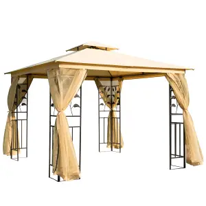 Outsunny 3 x 3m Patio Garden Metal Gazebo Marquee Tent Canopy Shelter Pavilion