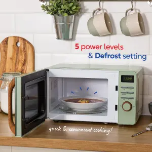 Russell Hobbs Scandi Microwave 17 Litre 700W Matt Green Wood Effect Digital RHMD714MG-N