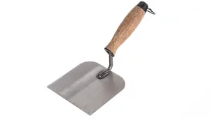 Toolty Margin Plastering Trowel with Wooden Handle 120mm Grinded Carbon Steel for Brickwork and Plastering Rendering DIY