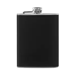 Maison by Premier Black Leather Effect Stainless Steel Hip Flask Set