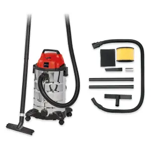 Einhell Wet And Dry Vacuum Cleaner 190mbar 30L Steel Tank 1500W Blowing Function Castor Wheels 78dB TC-VC 1930 S