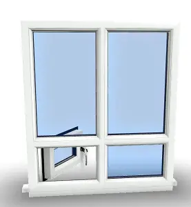 1195mm (W) x 995mm (H) PVCu StormProof Casement Window - 1 Bottom Opening (Right)  - White Internal & External