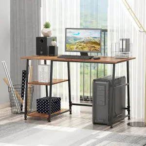 HOMCOM Writing Desk Working Station Home Office Table with 2 Shelves Steel Frame