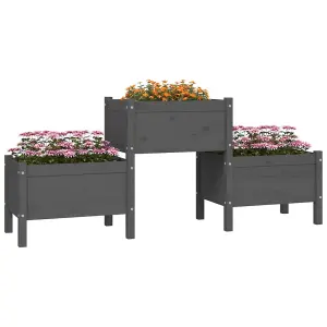 Berkfield Planter Grey 178.5x44x75 cm Solid Wood Pine