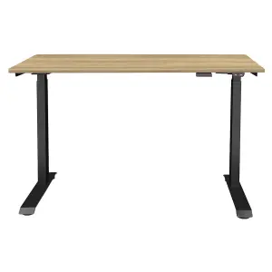 Versatile 1200 x 600mm Electric Standing Desk in Black and Oak - Height Adjustable for Comfort and Productivity