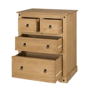 Mercers Furniture Corona 2+2 Chest of 4 Drawers Solid Pine with Mexican Styling