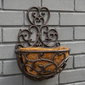 Woodside Cast Iron Wall Mounted Planter with Coco Liner