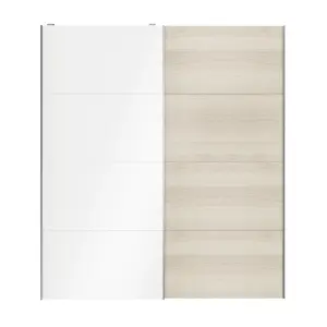 Atomia Panelled White oak effect High gloss 2 door Sliding Wardrobe Door kit (H)2250mm (W)2000mm