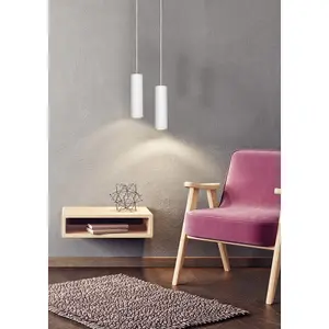 Lucide Gipsy Modern Slim Plaster Pendant Light 7cm - 1xGU10 - White