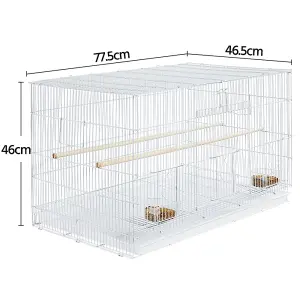 Yaheetech White Bird Cage Flight Cage Extra Space w/ Slide-out Tray and Wood Perches