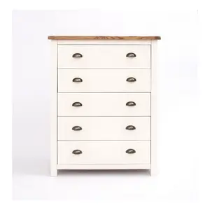 Lovere 5 Drawer Chest of Drawers Brass Cup Handle