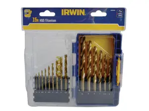 IRWIN HSS Titanium Metal Drill Bit Set, 15 Piece