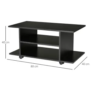 HOMCOM Modern TV Cabinet Stand Storage Shelves Table Mobile Black