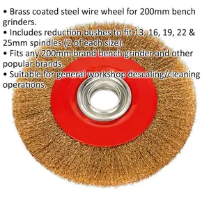 200mm Brass Coated Steel Wire Brush Wheel for Bench Grinders