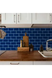 Peel and Stick Self-Adhesive Wall Tile Stickers for Kitchen and Bathroom Backsplash (10 Pack, 12x12 Inches, T 2.5mm, Blue)