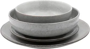 Cooks Professional Stoneware Dinner Set Nordic Kitchen Crockery Plate Bowl Mug Dishes 16 Piece Grey