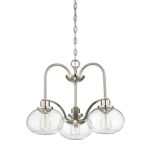 Elstead Trilogy 3 Light Chandelier, Brushed Nickel, E27