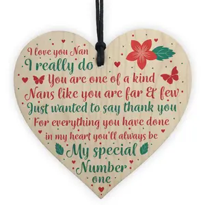 Red Ocean Nan Gifts From Grandchildren Wooden Heart Nanny Nan Nanna Plaque Birthday Christmas Xmas Gifts