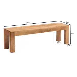 Dakota Light Mango Wooden Large Dining Table 6Ft (180Cm) Set With 2 Benches