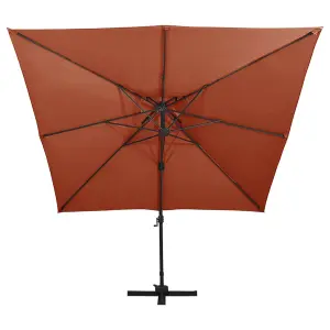 Berkfield Cantilever Umbrella with Double Top 300x300 cm Terracotta