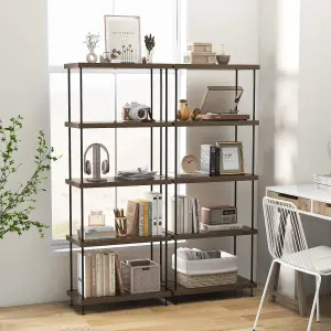 Costway 3-Tier Freestanding Bookshelf 146 cm Display Rack Industrial Storage Shelving Unit