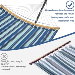 Yaheetech Blue Stripe 216 kg Capacity Hammock with Steel Stand Set