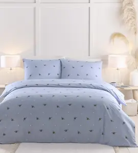 Bees Single Duvet Cover Bedding Bed Set Blue