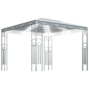 Berkfield Gazebo with LED String Lights 300x300 cm Cream