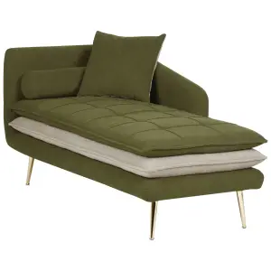 Left Hand Fabric Chaise Lounge Green GONESSE