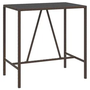 Berkfield Bar Table with Glass Top Brown 110x70x110 cm Poly Rattan