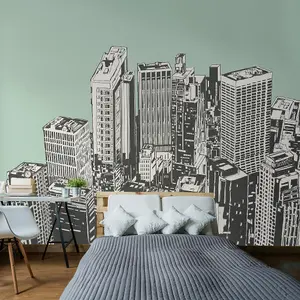 Origin Murals Urban City Skyscrapers Mint Green Paste the Wall Mural 350cm wide x 280cm high