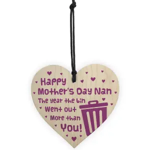 Red Ocean Mothers Day Wood Heart Gift For Nan Novelty Mother's Day Gift For Her Nanny Nan