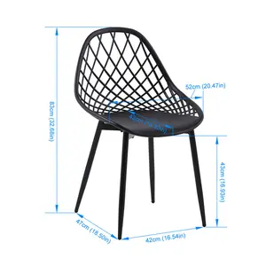 Dining Chair Plastic Seat with Sturdy Metal Legs (Set of 4) Black