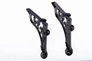 6X6 Classic Victorian Scroll Shelf Brackets Antique Black - Pair