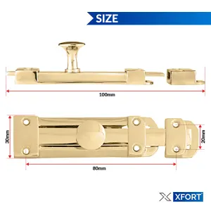 XFORT 2 Pack Polished Brass Heavy Door Bolt